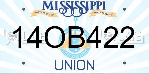 14OB422 Mississippi License Plate