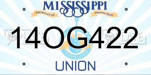 14OG422 Mississippi License Plate