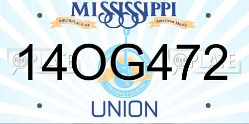 14OG472 Mississippi License Plate