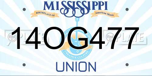 14OG477 Mississippi License Plate