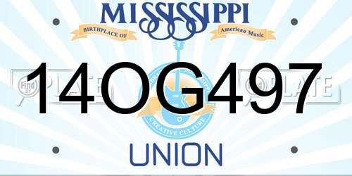 14OG497 Mississippi License Plate
