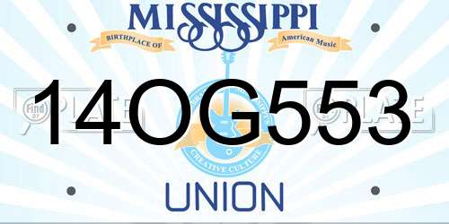 14OG553 Mississippi License Plate