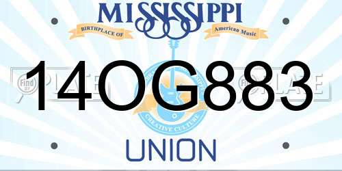 14OG883 Mississippi License Plate