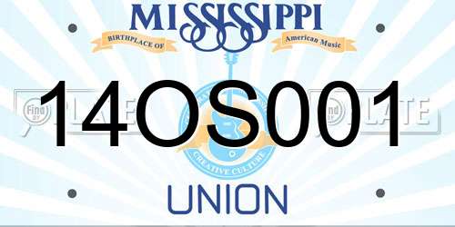 14OS001 Mississippi License Plate