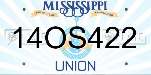 14OS422 Mississippi License Plate
