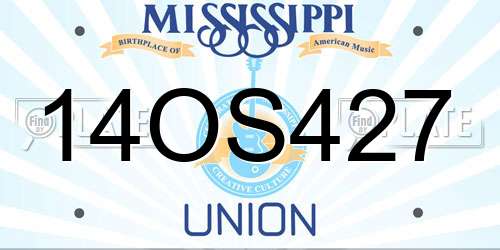 14OS427 Mississippi License Plate