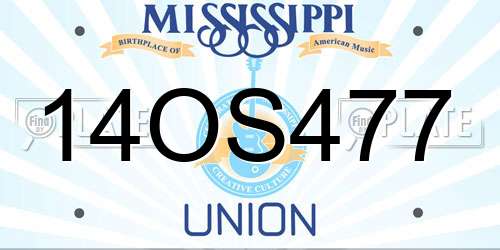 14OS477 Mississippi License Plate