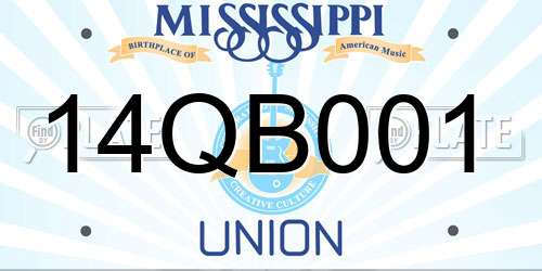 14QB001 Mississippi License Plate