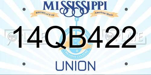14QB422 Mississippi License Plate