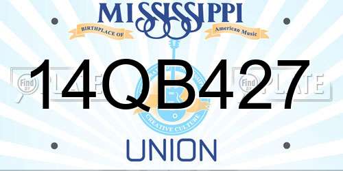 14QB427 Mississippi License Plate