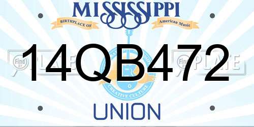 14QB472 Mississippi License Plate