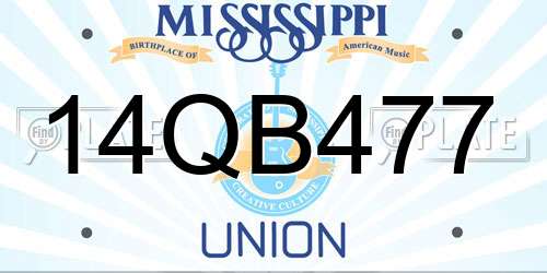 14QB477 Mississippi License Plate