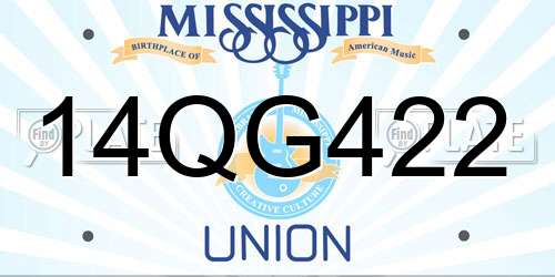 14QG422 Mississippi License Plate