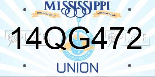 14QG472 Mississippi License Plate