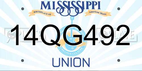 14QG492 Mississippi License Plate