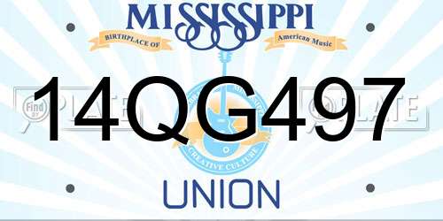 14QG497 Mississippi License Plate