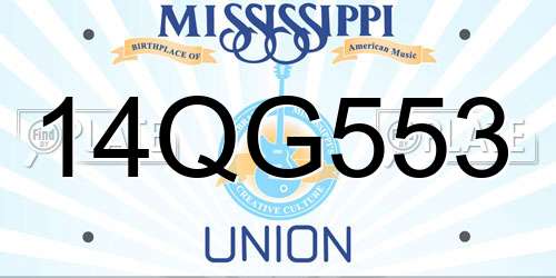 14QG553 Mississippi License Plate