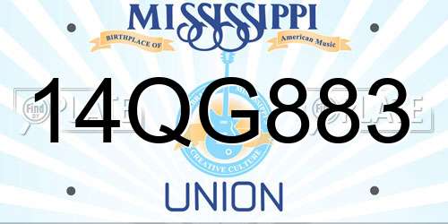 14QG883 Mississippi License Plate