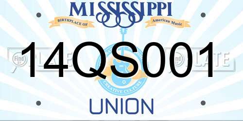 14QS001 Mississippi License Plate