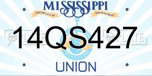 14QS427 Mississippi License Plate