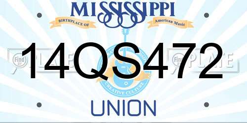 14QS472 Mississippi License Plate