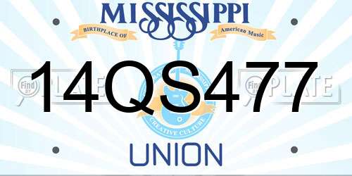 14QS477 Mississippi License Plate