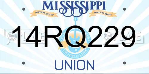 14RQ229 Mississippi License Plate
