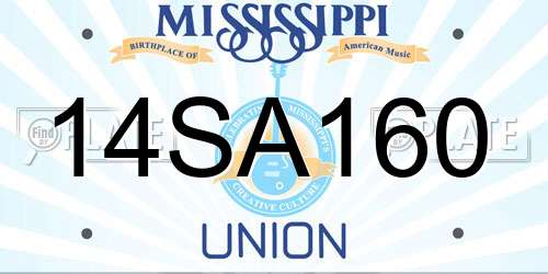 14SA160 Mississippi License Plate
