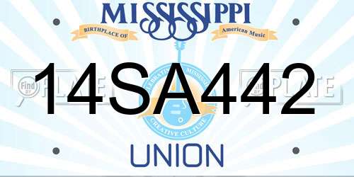 14SA442 Mississippi License Plate