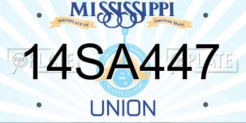 14SA447 Mississippi License Plate