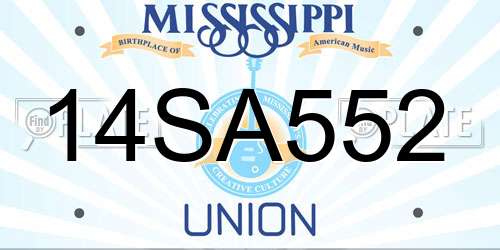 14SA552 Mississippi License Plate