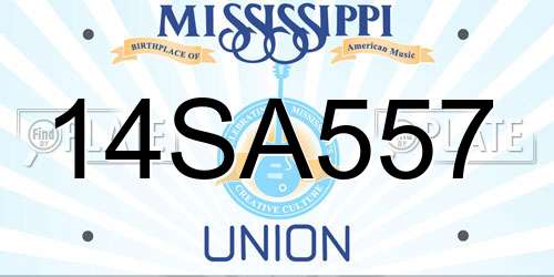 14SA557 Mississippi License Plate