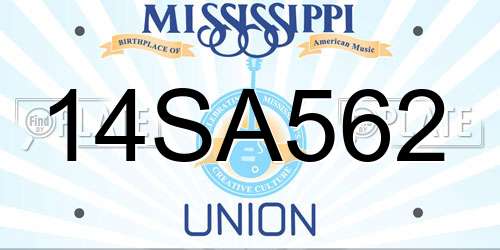 14SA562 Mississippi License Plate