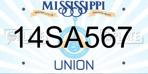 14SA567 Mississippi License Plate