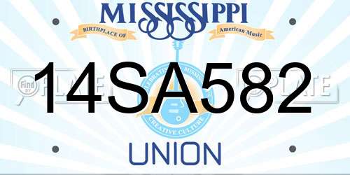 14SA582 Mississippi License Plate
