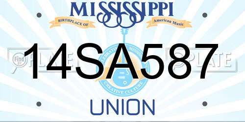 14SA587 Mississippi License Plate