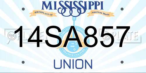 14SA857 Mississippi License Plate