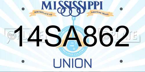 14SA862 Mississippi License Plate