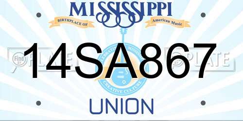 14SA867 Mississippi License Plate