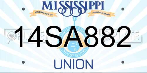 14SA882 Mississippi License Plate
