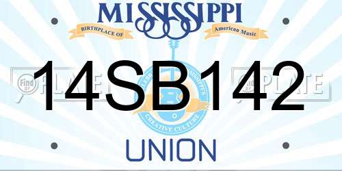 14SB142 Mississippi License Plate