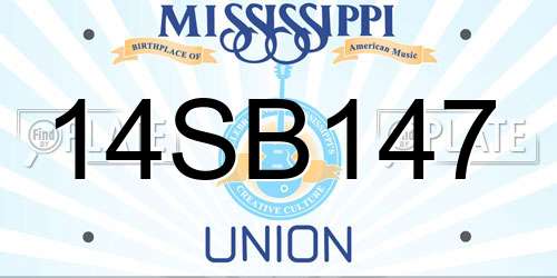 14SB147 Mississippi License Plate