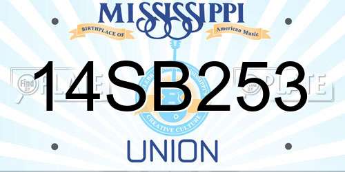 14SB253 Mississippi License Plate
