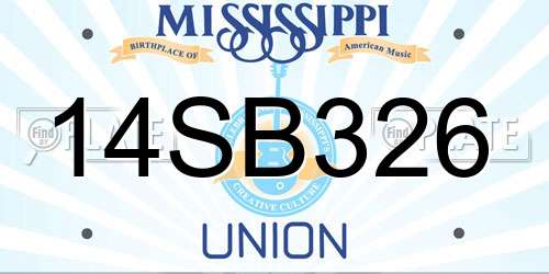 14SB326 Mississippi License Plate