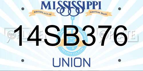 14SB376 Mississippi License Plate