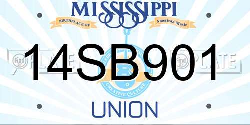14SB901 Mississippi License Plate