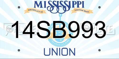 14SB993 Mississippi License Plate
