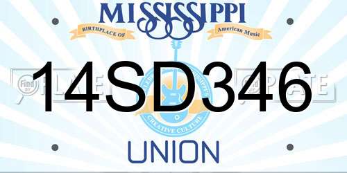 14SD346 Mississippi License Plate