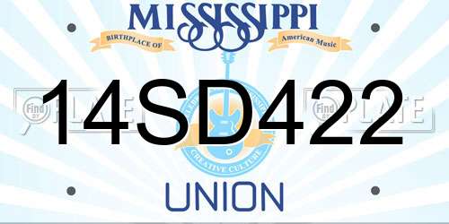 14SD422 Mississippi License Plate