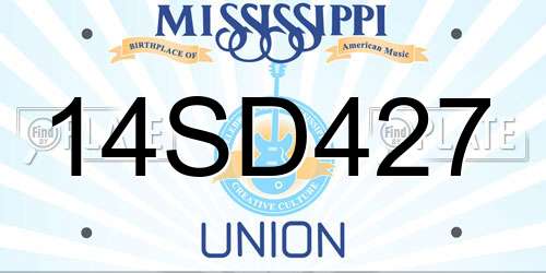 14SD427 Mississippi License Plate